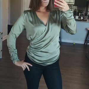 Elegant Olive Green Women's Wrap Top
